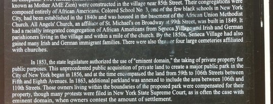 Seneca Village - Central Park is one of Park Highlights of NYC.