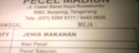 Pecel Madiun is one of BSD City. Tangerang. Banten ID.