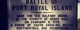 Battle of Port Royal Island Historic Marker is one of SC Revolutionary War Battles.