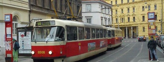 Myslíkova (tram) is one of Tramvajové zastávky v Praze (díl první).