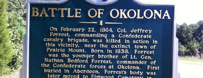 Battle Of Okolona is one of Mississippi Civil War Sites.