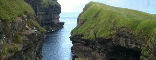 Gjógv havn is one of Faroe islands.