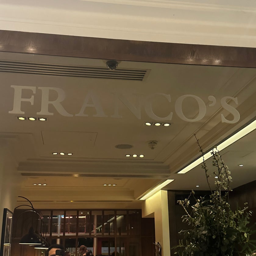 Franco's - Italian Restaurant - coffee,Italian food,good service,desserts,breakfast food,lunch,wine,town,espresso,outdoor seating,crowded,juice,avocado,good for dates,vanilla,ham,cigars,burrata cheese,beef tartare,danishes,good for special occasions,apricots,business meetings