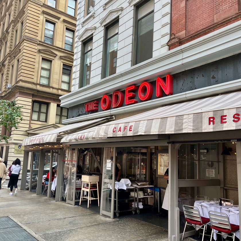 The Odeon - American Restaurant,French Restaurant,Italian Restaurant - restaurants,coffee,chicken,breakfast food,burgers,sandwiches,cheese,music,salads,well,lunch,brunch food,town,ice cream,bread,city,liquor,dinner,great value,trains,bacon,pancakes,takes reservations,mushrooms,neighborhood,chefs,appetizers,lemon,spacious,trendy,omelettes,good for dates,berries,country,French toast,truffles,pickles,pudding,roses,peanut butter,mayonnaise,chocolate cake,bright,hazelnut,bistros,creme brûlée,asparagus,rye,good for business meetings,good for special occasions,vino,negroni,sweet corn,poppy seeds,rhubarb,Brasserie,squash blossoms,BLTs,frisee,moules frites,diverse crowd,Arctic char,morels,short rib hash,good for singles
