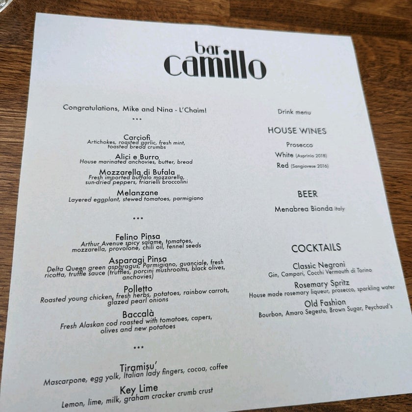 Bar Camillo - Pizzeria,Italian Restaurant - pizza,spacious,olives,antipasto,plum,negroni,Aperol Spritz,capricciosa,pinsa