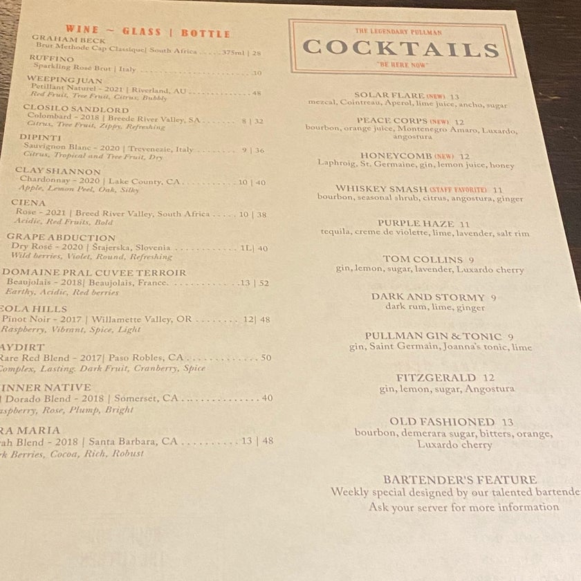Pullman Bar & Diner - Lounge,Diner,American Restaurant,Diners,Bars,Breakfast & Brunch - restaurants,bar,breakfast food,lunch,brunch food,cute,appetizers,trendy,good for dates,diner food,peaches,grilled cheese sandwiches,burrata cheese,butternut squash soup