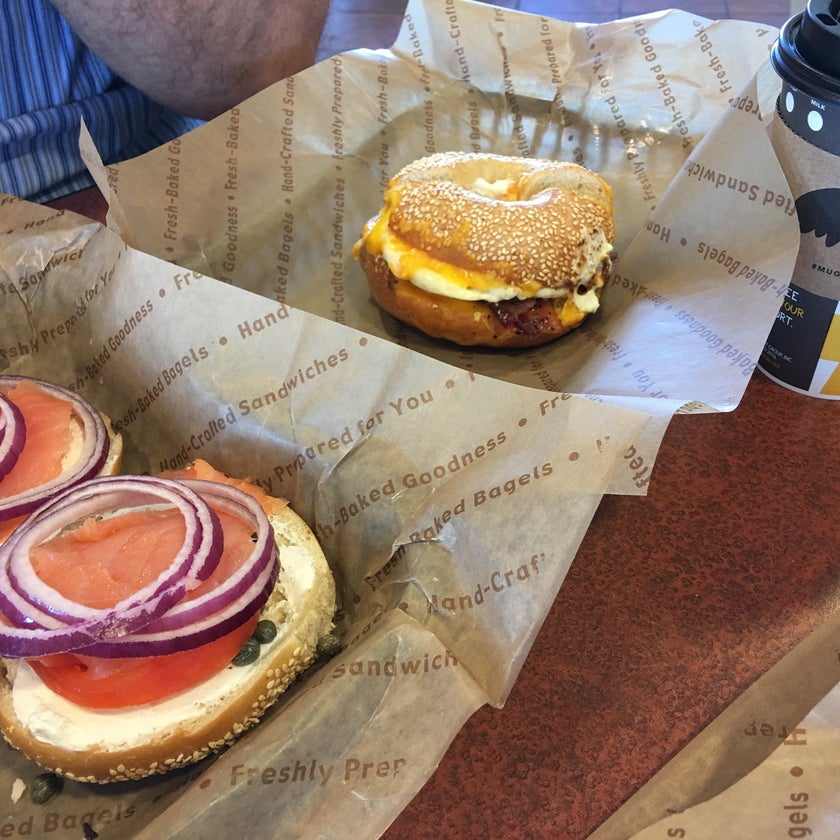 Einstein Bros. Bagels - Bagel Shop - breakfast food,lunch,great value,tomatoes,bagels,banks,basil,lox