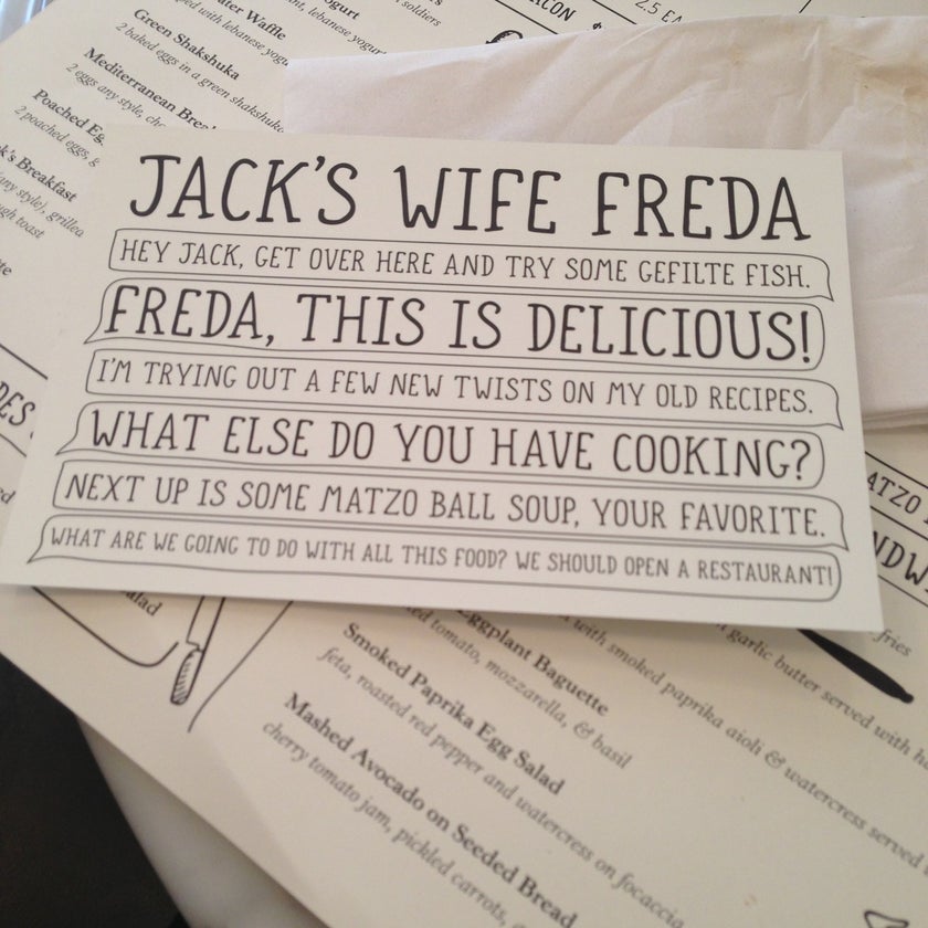 Jack's Wife Freda - Mediterranean Restaurant,Breakfast & Brunch,Mediterranean,American (New) - restaurants,bar,meats,coffee,chicken,friendly staff,breakfast food,sandwiches,well,lunch,brunch food,healthy food,town,bread,city,eggs,outdoor seating,lines,liquor,dinner,crowded,great value,potatoes,bacon,juice,cute,homemade food,peppers,small plates,avocado,garlic,neighborhood,tomatoes,cheesecake,dips,trendy,good for dates,honey,yogurt,gluten-free food,pudding,green tea,eggplant,quick service,people watching,chocolate cake,pita,mustard,kale,grapes,Lebanese,beets,cauliflower,family run,granola,halloumi cheese,lasagne,grapefruit,aioli,green sauce,tangy,couscous,fried zucchini,crostini,paprika,challah,mint lemonade,matzah ball soup,tomatillo,rose water,moules frites,sceney,good for singles,honey syrup,green shakshuka,madame freda,rosewater waffle