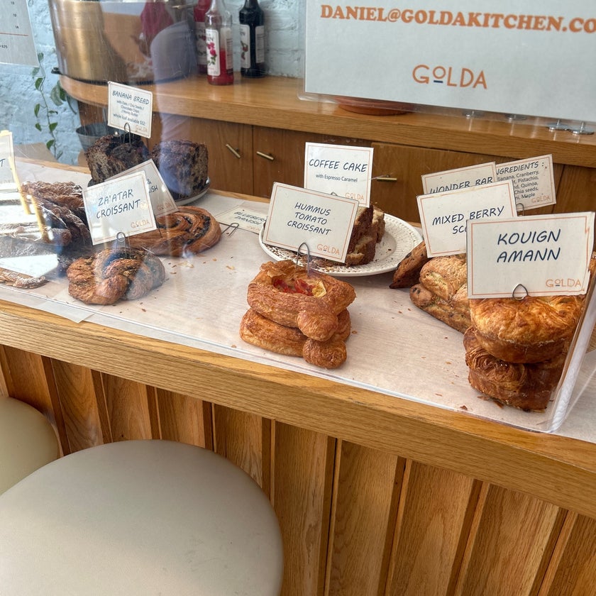 Golda Kitchen - Mediterranean Restaurant,Middle Eastern Restaurant,New American Restaurant - restaurants,breakfast food,sandwiches,beef,pastries,bacon,avocado,French toast,muffins,pistachios,walnuts,cheese plates,plum,red peppers,cardamom,babka,good for singles,eggplant menemen