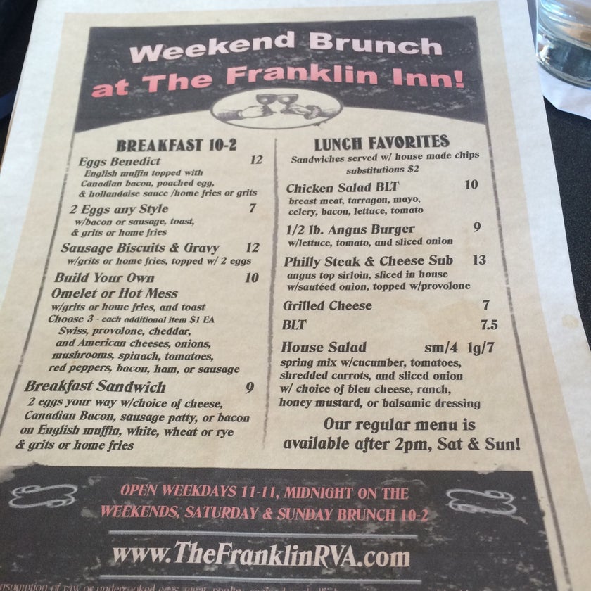 The Franklin Inn - American Restaurant - restaurants,bar,sandwiches,well,brunch food,healthy food,great value,neighborhood,trendy,good for dates,pitchers,corned beef,hushpuppies,happy hour specials,zucchini fries