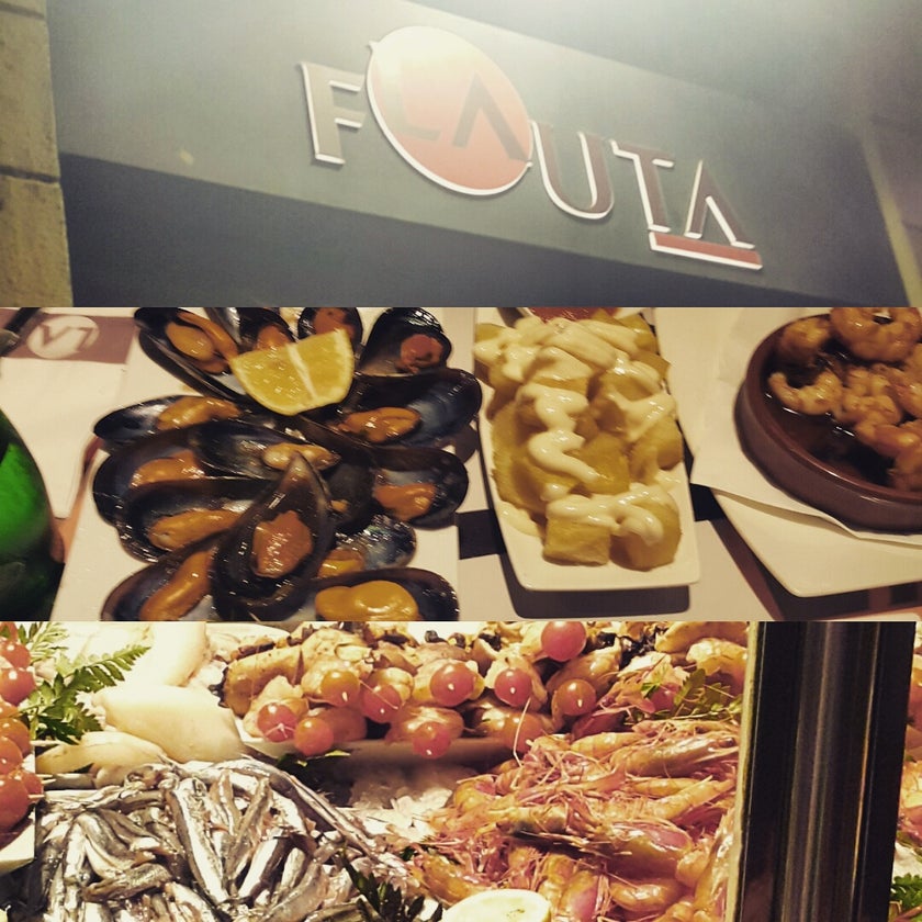 La Flauta - Seafood Restaurant,Tapas Restaurant - restaurants,meats,coffee,desserts,breakfast food,fruit,sandwiches,cheese,salads,lunch,healthy food,town,ice cream,rice,bread,city,eggs,lines,milk,dinner,chips,crowded,great value,potatoes,peppers,avocado,mushrooms,tomatoes,trendy,good for dates,chocolate store,honey,ham,tortillas,prints,almonds,sangria,eggplant,good for a quick meal,quick service,queso,artichokes,forests,foie gras,zucchini,asparagus,bread pudding,good for groups,fruity,good for special occasions,pico,anchovies,caramelized onions,crema,gambas,gratin,cuttlefish,Camembert,white beans,Roquefort,Rioja,raspberry sauce,fideua,good for singles,Catalan cream,cerveceria catalana,huevos cabreados