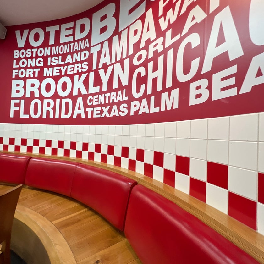 Five Guys Charing Cross - Burger Joint,American Restaurant,Fast Food Restaurant,German,Hot Dogs - burgers,dinner,casual,fresh food,milkshakes,big portions,peanuts,good for a quick meal,good for groups,cheese dogs,portion of fries
