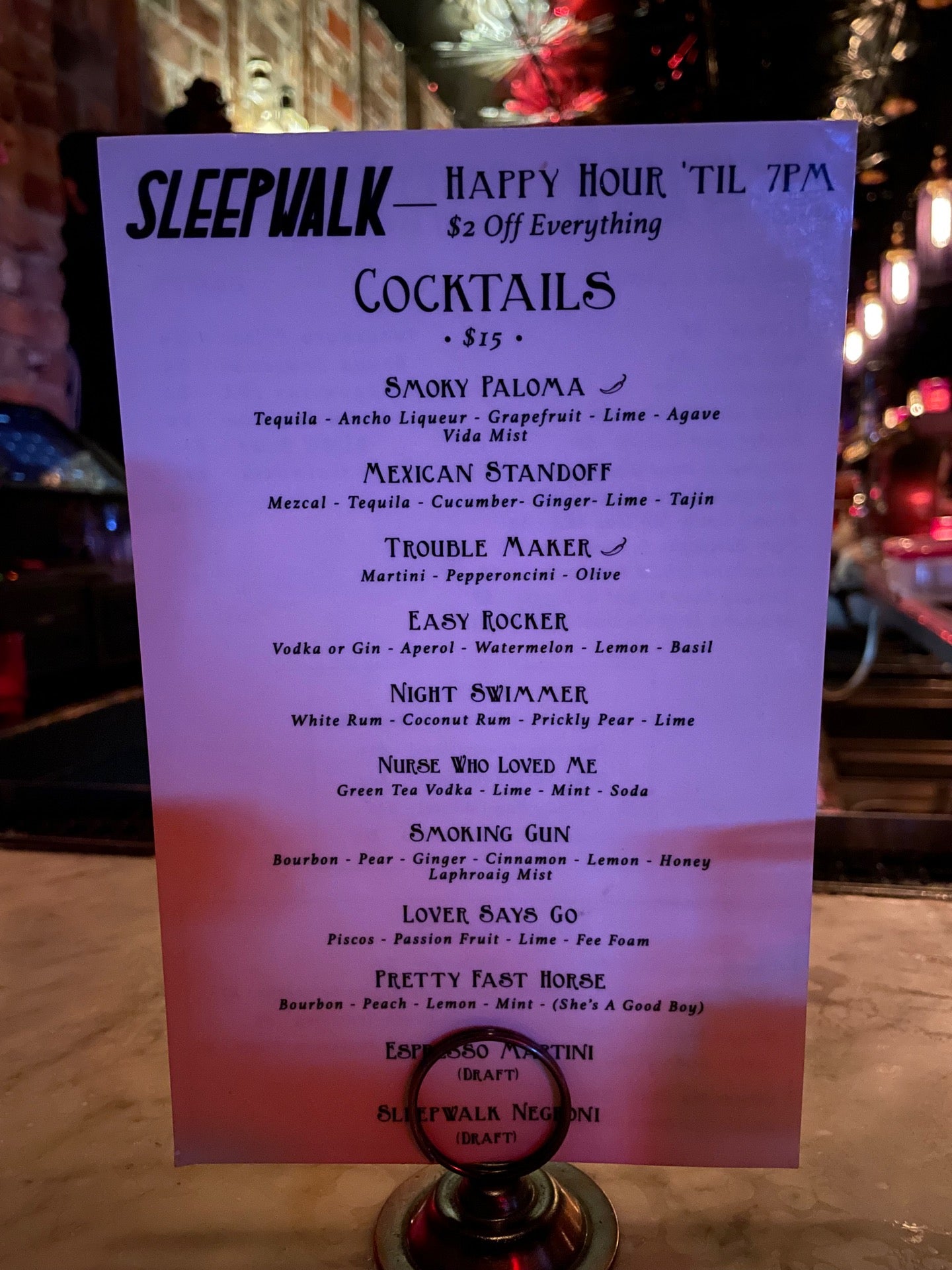 Sleepwalk bar in New York