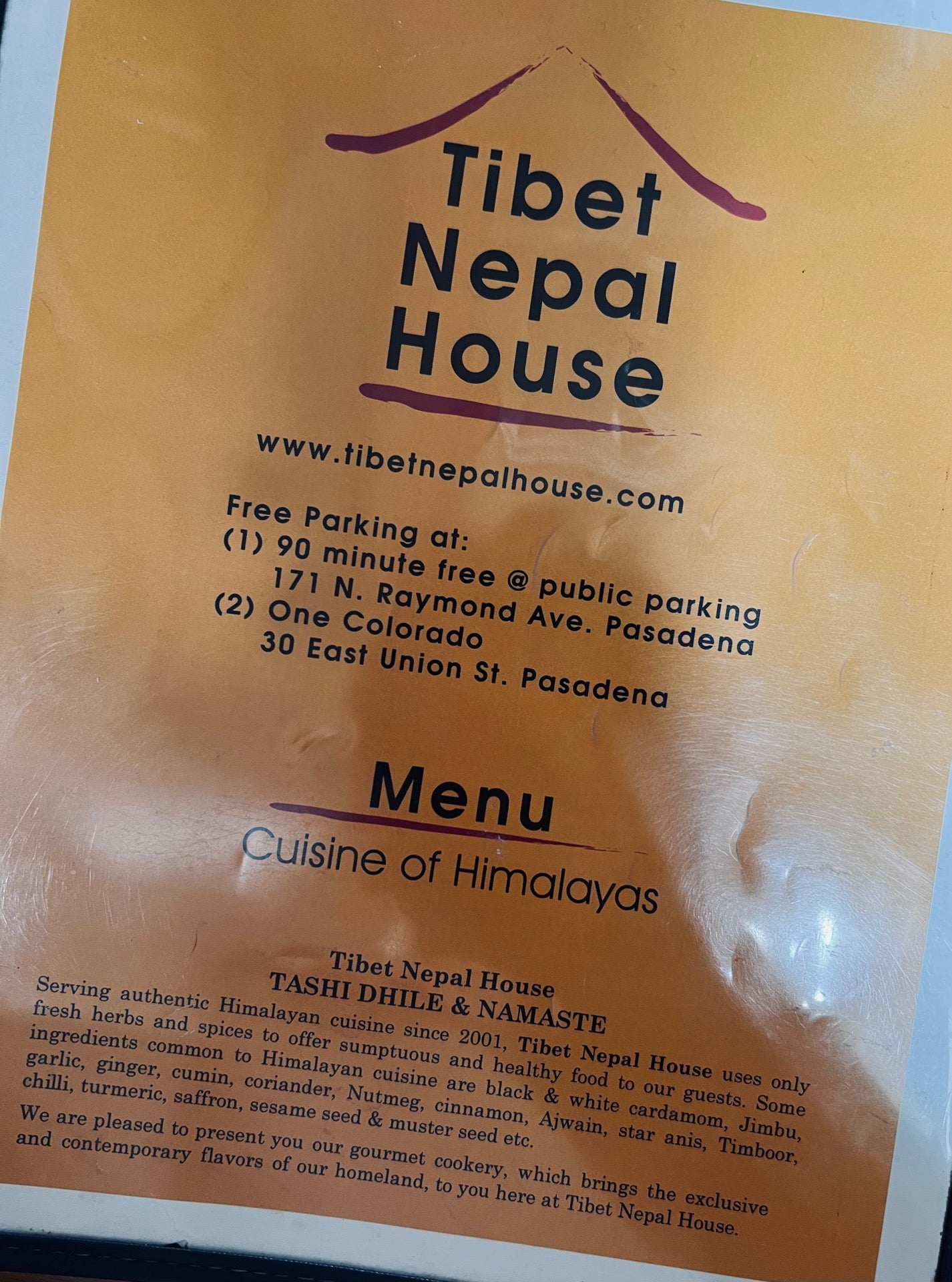 Tibet Nepal House, a restaurant in Pasadena
