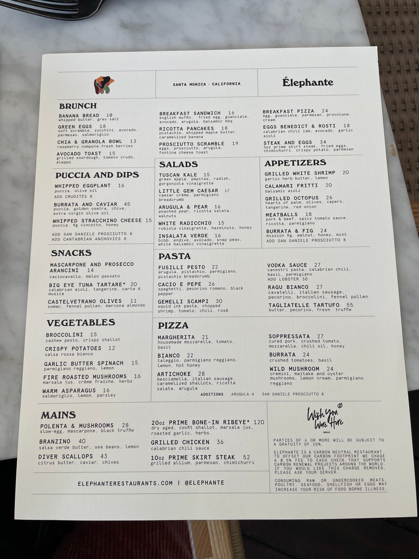 Elephante restaurant in Santa Monica