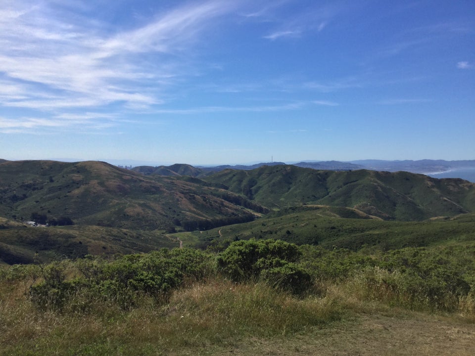 View from Coyote Ridge of the Marin Headlands with just the tip of San Francisco’s skyline peaking above.