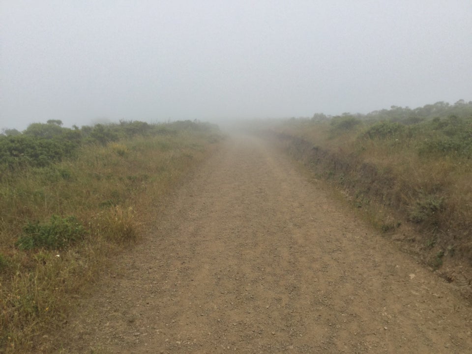 Looking up Fox trail as it disappears into the fog